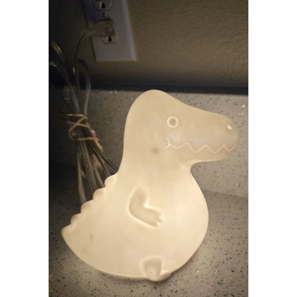 Hobby Lobby Dinosaur Night Light Plug In White Ceramic Kids Nursery‎ Decor Lamp